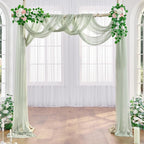 Sage Arch Drapes for Wedding Arch Draping Fabric Sheer Backdrop Curtain for Ceremony Bridal Party Decor 19Ft Length x 28" Width 4 Panels