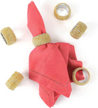 Decorative Beaded Napkin Rings Set of 12 - Rhinestone Serviette Holder for Table Décor, Christmas, Thanksgiving, Weddings, Parties, Artisan Festive Luxury Dining Napkin Holders (Yellow) - CLEENTABLE