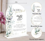 Acrylic Wedding Signs, Greenery Theme Audio Guestbook Sign, Wedding Reception Signage, Bridal Shower Table Decor with Stand, Engagement, Anniversary, Newlywed Events and Parties Supplies, 16