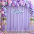 10x10 Purple Tulle Backdrop Curtains for Parties, Sheer Backdrop Curtain Wedding Photo Background Drapes for Baby Shower Photography Birthday Party