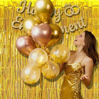 BRAVESHINE Gold Foil Fringe Backdrop Curtain - Metallic Tinsel Photo Backdrop Streamers for Men 50th Birthdays Decorations, Anniversary, Christmas, New Years, Engagement Party Decorations