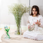 Extra Large Acrylic Cylinder Clear Vase for Floor, Tall Big Wide Mouth Plastic Unbreakable Hurricane Flower Vases of 3 for Home Decor (D 8" X H 15.8", D 6", D 4.8" + 2 Holder)
