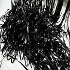 Foil Fringe Curtain Halloweens Party Decorations - Pure Black Tinsel Photo Backdrop Party Steamers Curtains for Birthdays Music Christmas Stranger Theme Parties