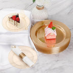 Goodluck 700 Piece Gold Glitter Plastic Dinnerware Set for 100 Guests, Disposable Plates for Party, Include: 100 Dinner Plates, 100 Dessert Plates, 100 Pre Rolled Napkins with Silverware, 100 Cups