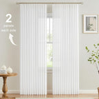Vision Home White Pinch Pleated Semi Sheer Curtains Textured Light Filtering Window Curtains 90 inch for Living Room Bedroom Rayon Blended Pinch Pleat Drapes with Hooks 2 Panels 40" Wx90 L