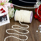 59 Feet 8mm Pearl Strings Garland for Crafts, Artificial Pearl Beaded Trim Chain Roll Strands for Wedding Centerpieces Bouquet Party Decoration Christmas Tree Garland, Ivory