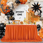 QueenDream 14FT Terracotta Chiffon Table Skirt Skirt Sheer Rectangle Tablecloth for Bridal Baby Shower Birthday Party Halloween Decoration