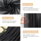 Wokceer Black Wedding Arch Draping Fabric Backdrop 3 Panels 28.7" X 20FT Sheer Drapes Fabric for Wedding Arbor Ceremony Party