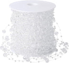 JULBEAR Beads Garland Decoration, 1Rolls 131Feet Clear Christmas Pearl Strands Chain Bead Garland for Christmas Tree Fireplace Wreath Gift Bouquet Crafts Wrapping Wedding Party Centerpieces