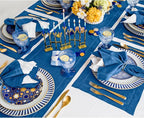 Solino Home Linen Indigo Blue Table Runner 132 Inches Long - 100% Pure Linen Extra Long Table Runner 14 x 132 Inch for Fall, Autumn - Classic Hemstitch
