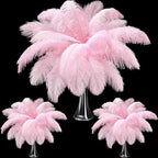 Maitys 90 Pcs Large Natural Ostrich Feathers Bulk 14-16 Inch (35-40cm) 12-14 Inch (30-35cm) 10-12 Inch (25-30cm) Ostrich Feathers Plumes for Centerpieces Wedding(Pink)