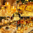 24 Pack Fairy Lights with Timer Battery Operated, 3 Modes 7ft Mini Waterproof Twinkle Lights, 20 LED Bulk String Light for Mason Jar Christmas Decoration Wedding Table Centerpieces,Warm White