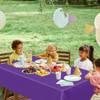 QZYL 4 PCS Plastic Table Cloth, 54" x 108" Purple Picnic Table Cover, for 6 to 8 Foot Tables, Rectangle Tablecloth for Birthday, BBQ, Wedding and Party Decorations, Indoor Outdoor Home Essentials
