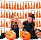 4P Orange Foil Fringe Tassel Banner Garland Metallic Tinsel Streamers Wall Hanging Curtain Backdrop Banner for Parade Floats, Graduation Decorations, Father's Day, Fall, Thanksgiving Party Decoration