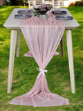 MDS 10 Pack 10ft Chiffon Table Runner 29 x 120 Inches Sheer Wedding Runner Romantic Rustic Table Runner for Wedding Decorations, Birthday Parties, Bridal Shower Party Arch Decor - Blush Pink