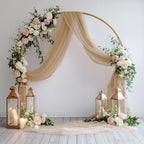 Wedding Arch Draping Fabric 6 Panels 28.7" x 20FT Nude Sheer Chiffon Backdrop Drapes for Wedding Ceremony Birthday Party Bridal Shower Outdoor Decoration
