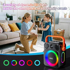 Karaoke Machine for Adults,Portable Karaoke Speaker with Two Wireless Microphones, 3.7v Speaker Supports TWS,Bluetooth,TF Card/USB, AUX in, REC, Bass & Treble for Home Party/Meeting