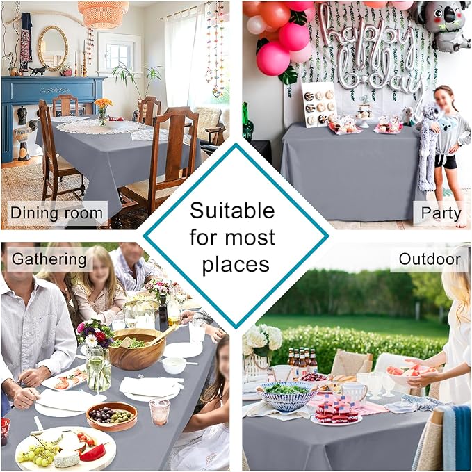 Hiasan Light Gray Rectangle Tablecloth - Waterproof Spillproof and Wrinkle Resistant Washable Polyester Table Cloth for Dining Party, 70 x 120 inch