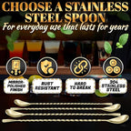 Bar Spoon Set of 4 – Gold Coffee Spoons for Pro and Home Use, Polished Stainless Steel Stirring Spoons with Twisted Spiral Handle - Cocktail Stirrers for Drinks Like Coffee, Smoothie, and Iced Tea