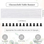 6 Pack White Cheesecloth Table Runner 10FT Long Boho Gauze Table Runner Rustic Sheer Runner for Wedding Bridal Baby Shower Birthday Party Table Decor Thanksgiving Christmas Decorations