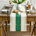 Artoid Mode Dark Green Farmhouse Rustic Table Runner, Seasonal Holiday Hollow Kitchen Dining Table Decoration for Home Party Decor 12x120 Inch