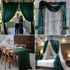6 Panels Emerald Green Wedding Arch Drapery 28" x20Ft Wedding Arch Draping Fabric Chiffon Fabric Drape Sheer Backdrop Curtain for Nuptials Party Ceremony Birthday Arbor Drapery Reception Ceiling Décor