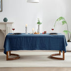 EVERLY 100% Pure Linen Rectangle Tablecloths 60x84Inches for Dining,Buffet Parties,Picnic,Events,Weddings and Restaurants,Decorative Halloween,Thanksgiving Machine Washable Tablecloths-Navy Blue
