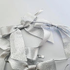 50pcs 3-1/2" Metallic Silver Glitter Ribbon Bows with Twist Ties for Gift Wrapping Packing Christmas Big Bows for Holiday Decoration (Silver)