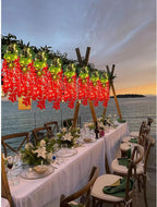 12 Pack Red Wisteria Hanging Flowers Garland with Lights, 3.44 Feet Artificial Flower Vines, Fake Wisteria, Artificial Vines Hanging Garland for Backdrop Outdoor Patio Garden Decor