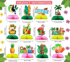 12Pcs Summer Honeycomb Hawaii Table Centerpieces Luau Aloha Table Toppers Tiki Honeycomb Centerpieces Tropical Flamingo Table Decorations for Beach Pool Luau Birthday Wedding Party