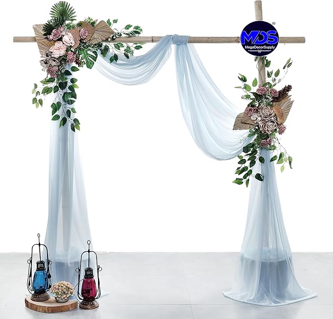 MDS Halloween Chiffon Draping Fabric - 1 Panel, 30" Wide x 20ft Long - Sheer Spooky Arbor & Canopy Drapery for Haunted House Backdrops, Party Ceilings, DIY Costumes & Themed Events - Baby Blue
