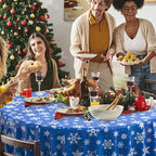 Jectivs 3 Pieces Christmas Snowflake Plastic Party Tablecloth Decorations,Disposable White Snowflake Blue Xmas Round Table Cover Backdrop for Winter Christmas Holiday Party Supplies,84 inch (Blue)