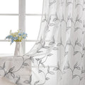 VISIONTEX Sheer Curtains 95 Inch Length 2 Panels, Decor Iron Grey Vine Leaves Embroidery on White Voile Pair, Accent Semi Window Drapes for Kitchen, Living Room and Bedroom, 54" W x 95" L