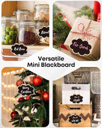 Uniclife 24 Pack Mini Chalkboard Signs for Food, Small Chalkboard Signs with Strings Chalk Markers & Replacement Stickers, Hanging Chalkboards Sign Reusable Wooden Food Labels for Party Buffet Wedding
