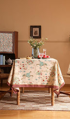 patdrea Designer Italian Beige Tablecloth for Rectangle Table,Vintage Anti-Wrinkle Linen Tree Pattern Table Cloth,Decor Cover for Kitchen Dining,Christmas,Thanksgiving,55"x79"-Tatiana a