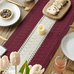 Artoid Mode Red Farmhouse Rustic Table Runner, Seasonal Hollow Kitchen Dining Table Decoration for Home Party Decor 12x108 Inch