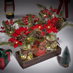 3 Pcs Mason Jar Centerpiece Decorations for Christmas Table Decor Farmhouse Coffee Table Decor Christmas Kitchen and Room Decor,Red