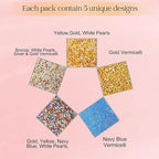Confect Cake Decorating Sprinkles |Edible Pearl Sprinkles | Mix Gold White Blue & Yellow Pearl Dragees | Blue Jimmies | Gold Sparkling Sugar | Glam Sprinkles | Vegan, Gluten-Free, Nut-Free, Soy-Free, Dairy-Free, Palm Oil-Free - 5 Oz