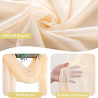 2 Panels Wedding Arch Draping Fabric Champagne Sheer Backdrop Curtain Arch Drape for Wedding Ceremony Reception,Bridal Shower Party Decorations 28" X 19ft