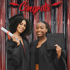 BRAVESHINE Tinsel Photo Backdrop Curtains - 2 Pack 3.2x8.2ft Black Red Foil Fringe Streamer Curtain for Halloweens, Lantern, Pumpkin, Home, Indoor or Outdoor Party Supplies Decorations