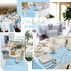 12 Pack Light Blue Satin Table Runner,12 x 108 inch Long Premium Smooth Table Runner for Wedding, Banquets, Birthday, Party, Graduation, Engagements,Table Runners fit Rectangle and Round Table
