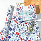 WRAPAHOLIC Nautical Anchors Wrapping Paper Roll - 17 Inch x 33 Feet - Nautical Element Anchor Design Perfect for Birthday, Nautical Beach Decoration, Baby Shower