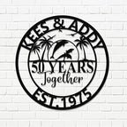 Personalized 50th Wedding Anniversary Sign Gifts for Parents Custom Metal Anniversary Sign Personalized Wedding Gifts for Couples Husband Wife Custom Monogram Name Signs Housewarming Gift