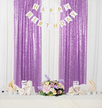 ShinyBeauty Sequin Curtains 4 Panels Lavender Sequin Backdrop Photo Backdrops Shimmer Background Party Decor Glitter Fabric Light Purple Curtain for Baby Shower(2FTx8FT)