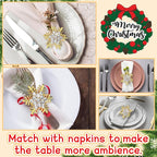 Halatool Christmas Napkin Rings Set of 6, Gold Snowflake with White Rhinestone Napkin Holder for Christmas Thanksgiving Winter Holiday Place Setting, Weddings, Party Table Decoration