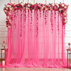 Hot Pink Tulle Backdrop Curtain for Parties 10ft x 10ft Fuchsia Sheer Backdrop Curtains for Baby Shower Birthday Wedding Bridal Shower Photo Shoot Photography Background Decoration 2 Panels 5ft x 10ft