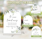 Greenery Wedding Memorial Sign, 6 x 8 Inch White Arch Acrylic Wedding Sign with Holder, Wedding Decoration, Wedding Supplies