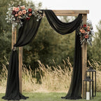 Wedding Arch Draping Fabric 2 Panels 28.7" x 20FT Black Sheer Chiffon Backdrop Drapes for Wedding Ceremony Birthday Party Bridal Shower Outdoor Decoration