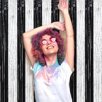 2 Pack Black and Silver Tinsel Foil Fringe Curtains, Black White Party Decorations, Metallic Tinsel Party Streamers Backdrop for New Years Birthday Christmas Graduation Decorations
