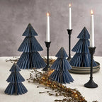LampLust Winter Ornaments, 2 Pack Dusty Blue Honeycomb Paper Trees, 10 & 12 in, Blue Winter Wonderland Table Centerpieces Decorations for Home Mantel Decor